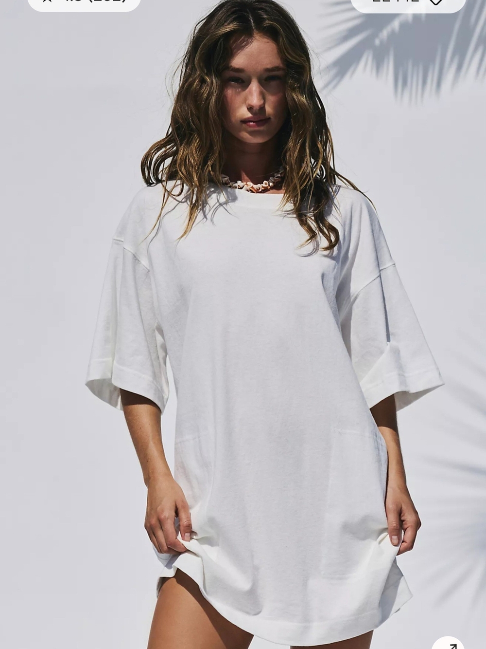 Free People Beach Essential Extreme Tee Mini Dress Ivory XS NWT - Picture 2 of 4